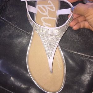 White sandals with gems